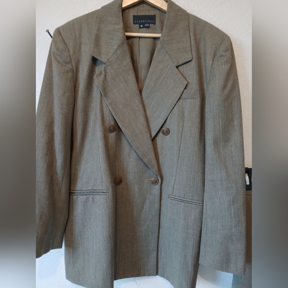 John Meyer Wool Taupe Skirtsuit  Matching Blazer Jacket & Pencil Skirt Set 12 - Picture 3 of 10